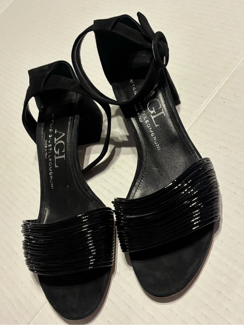 AGL Attilio Giusti Leombruni Women’s Low Heel Black Sandals Sz EUR37.5 | US 7.5